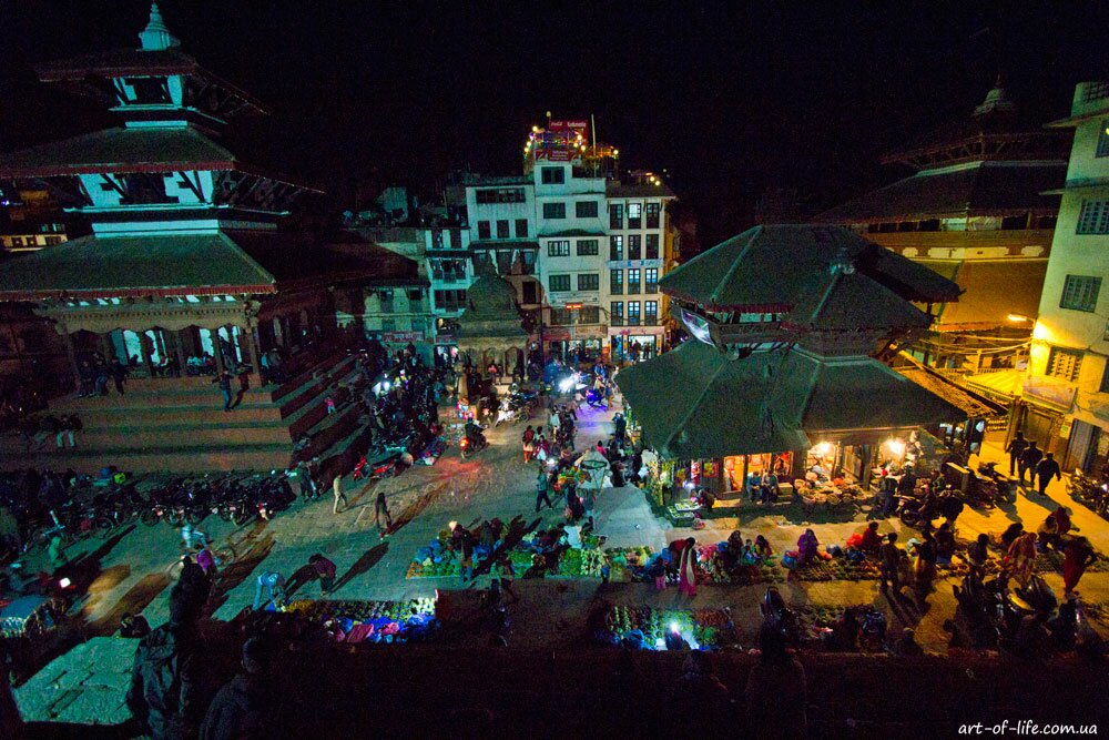нічний Катманду, площа Дурбар